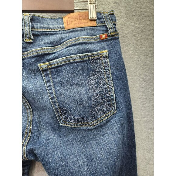 Lucky Brand Womens Ashford Classic Rider Jeans Size 12 Blue Mid-Rise Embroidered - Picture 3 of 7